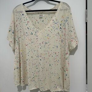 Pilcro Cream Multicolor Splatter Tee